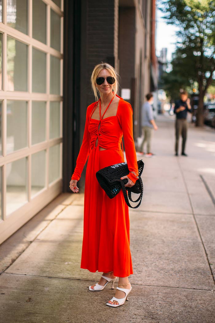 NYFW SS22 street style cutout dress